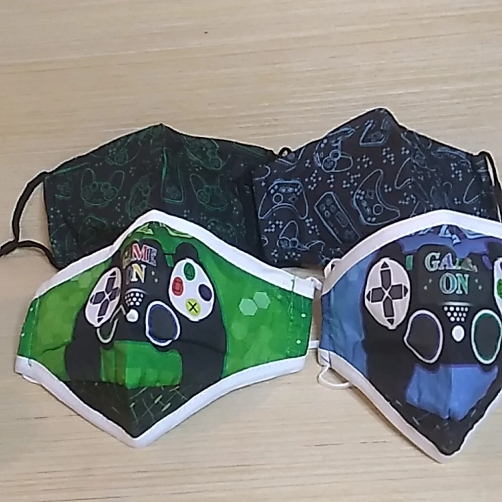4 pack Kids game themed masks with wire in the nose